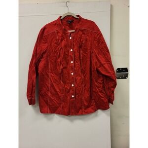Strategy‎ Inc Woman 3X Red Button Down Top Blouse Jacket Plus Size Long Sleeve